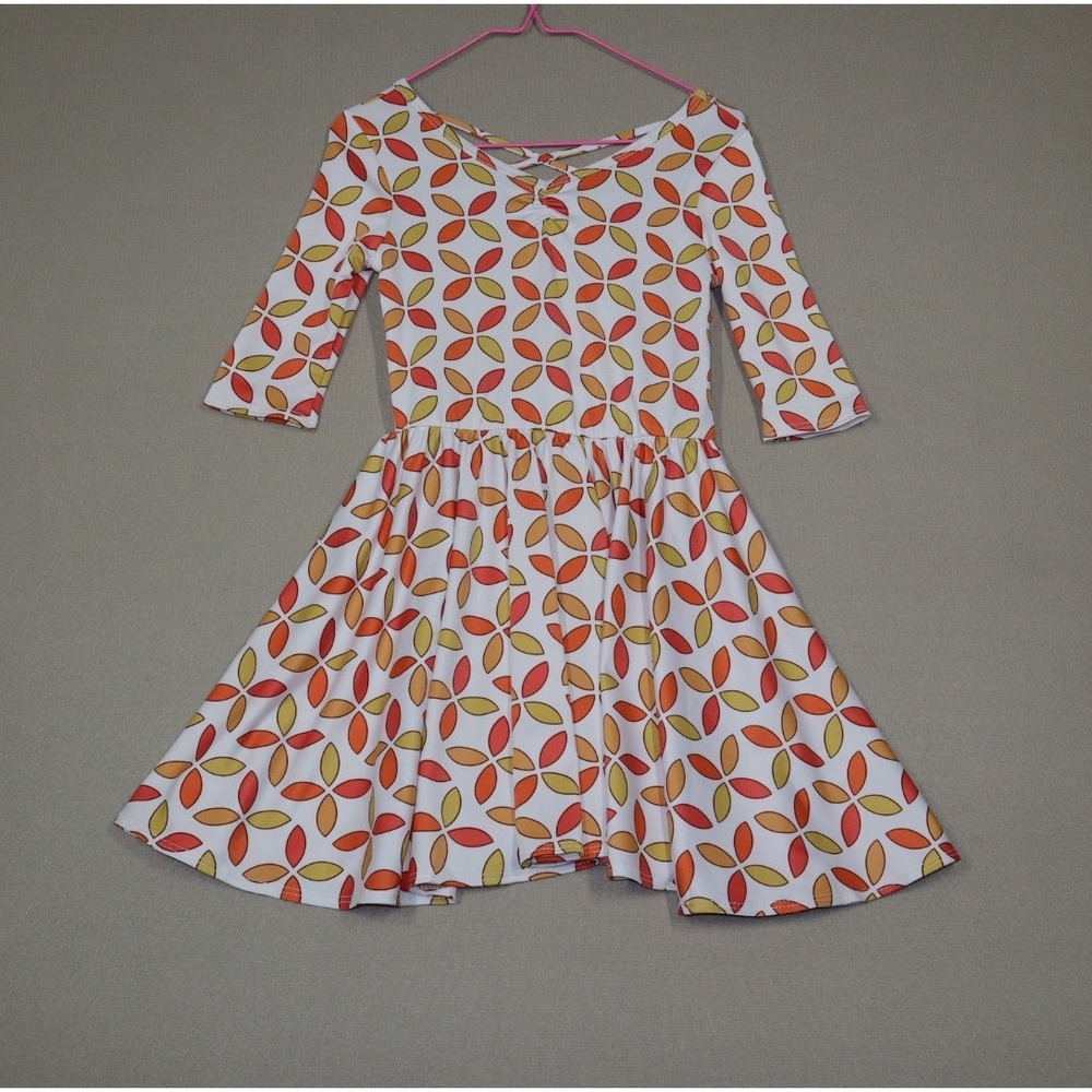 Dot Dot Smile Little Girls Ballerina Style Dress -‎ Orange/White - Size 5/6